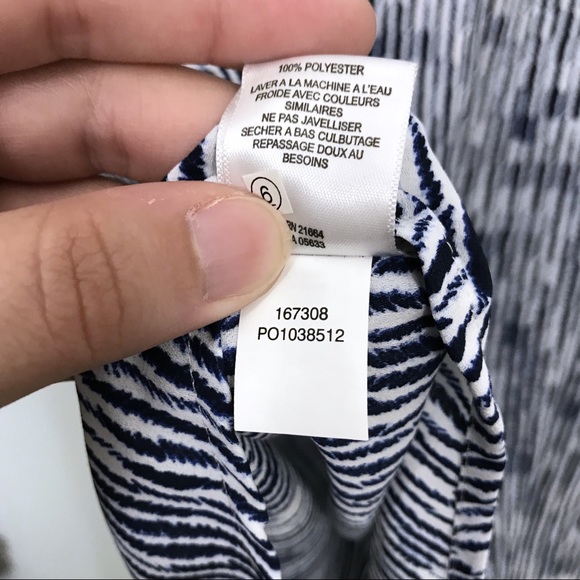 Foxcroft Silky Blue Abstract Roll Cuff Blouse - Picture 2 of 8